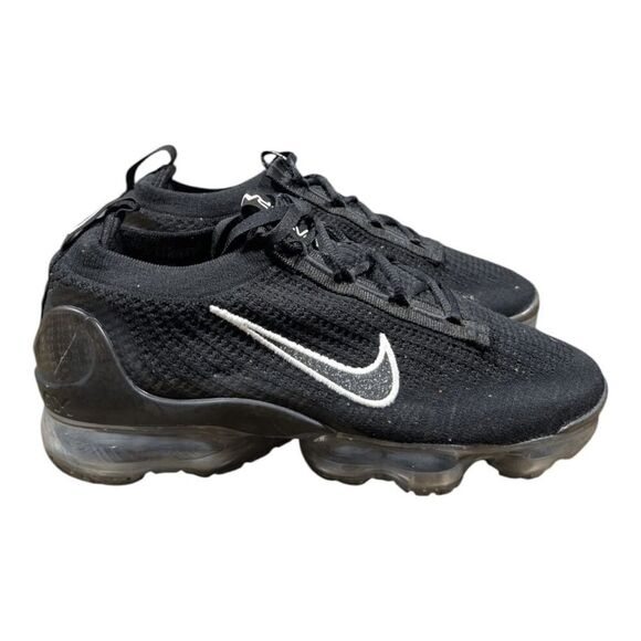 NIKE Air VaporMax 2021 Flyknit 'Black Metallic Silver' Running Shoes Size 10 - Picture 2 of 11